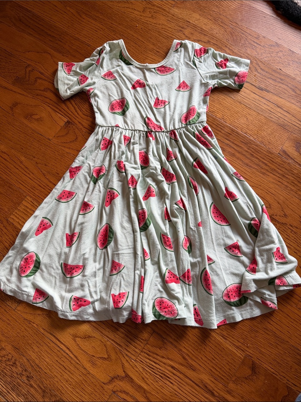 Kyte BABY Mint Green Dress with Pink Watermelon Print